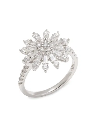 Effy Women's 14k White Gold & 0.94 Tcw Diamond Flower Ring