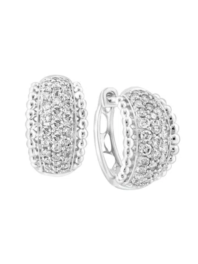 Effy Women's 14k White Gold & 0.96 Tcw Diamond Huggie Earrings