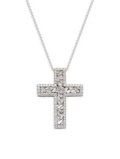 Effy Women's 14k White Gold & 0.97 Tcw Diamond Cross Pendant Necklace
