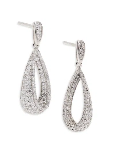 Effy Women's 14k White Gold & 1.26 Tcw Lab-grown Diamond Teardrop Earrings In Gray