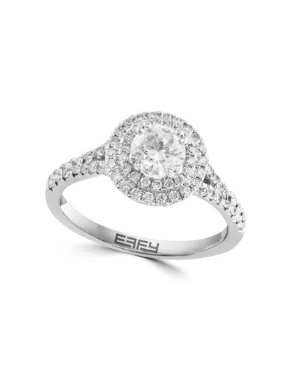Effy Women's 14k White Gold & 1.3 Tcw Diamond Double Halo Ring