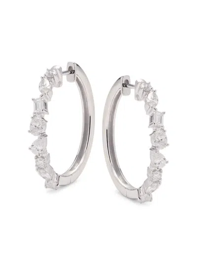 Effy Women's 14k White Gold & 1.41 Tcw Diamond Hoop Earrings