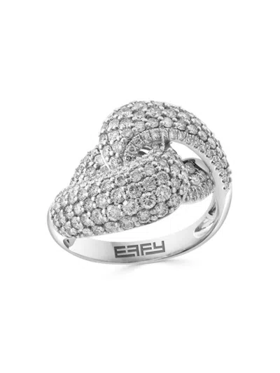 Effy Women's 14k White Gold & 1.66 Tcw Diamond Knot Ring