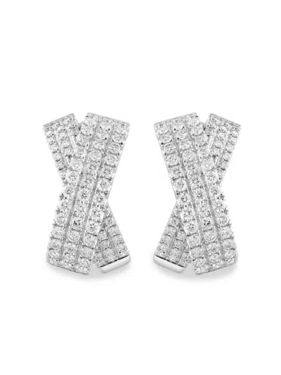 Effy Women's 14k White Gold & 1.79 Tcw Diamond Huggie Earrings