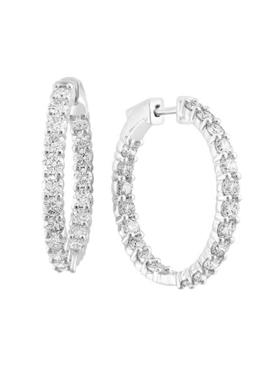 Effy Women's 14k White Gold & 2.96 Tcw Diamond Hoop Earrings