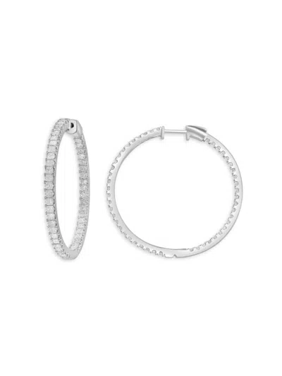 Effy Women's 14k White Gold & 3.32 Tcw Diamond Hoop Earrings