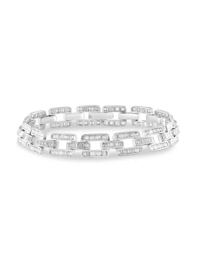 Effy Women's 14k White Gold & 3.55 Tcw Diamond Link Chain Bangle Bracelet