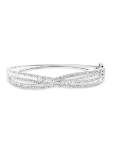 Effy Women's 14k White Gold & 3.84 Tcw Lab-grown Diamond Bangle/2.2" In Metallic