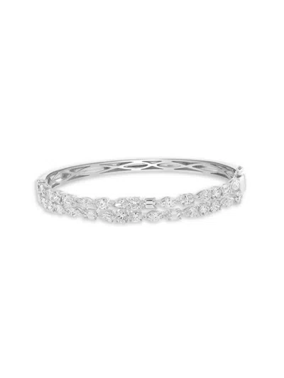 Effy Women's 14k White Gold & 5.88 Tcw Lab-grown Diamond Bangle/2.14" In Metallic