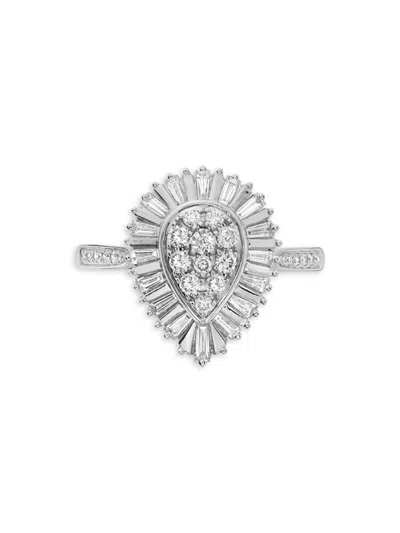 Effy Women's 14k White Gold & Diamond Pear Ring