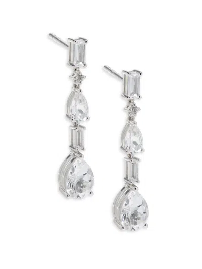 Effy Women's 14k White Gold & White Topaz Drop Earrings