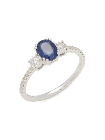 Effy Women's 14k White Gold, Blue Sapphire & Diamond Ring