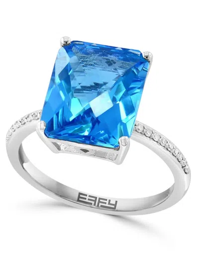 Effy Women's 14k White Gold, Blue Topaz & Diamond Ring