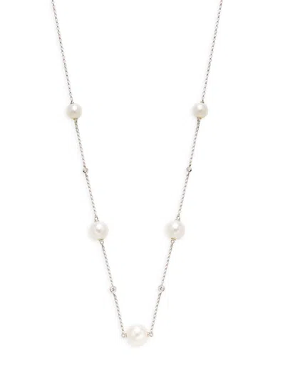 Effy Women's 14k White Gold, Diamond & 5-7mm Freshwater Pearl Necklace In Metallic