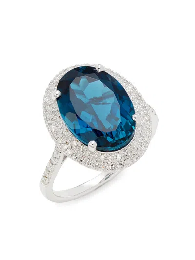 Effy Women's 14k White Gold, Diamond & Blue London Topaz Ring
