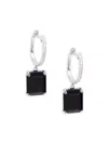 Effy Women's 14k White Gold, Diamond & Onyx Huggies Earrings In Onyx