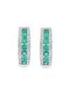 Effy Women's 14k White Gold, Emerald & Diamond Huggie Earrings In White Gold