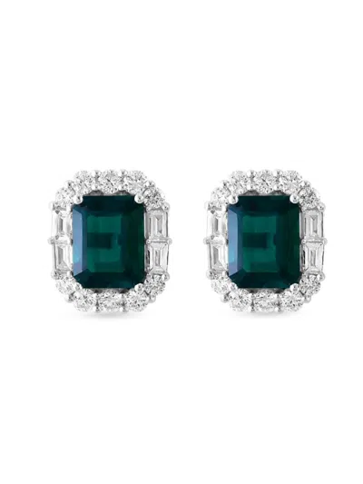 Effy Women's 14k White Gold, Emerald & Lab Grown Diamond Stud Earrings