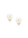 Effy Women's 14k White Gold, Freshwater Pearl & Diamond Stud Earrings In White Gold