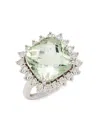 Effy Women's 14k White Gold, Green Amethyst & Diamond Ring In Green