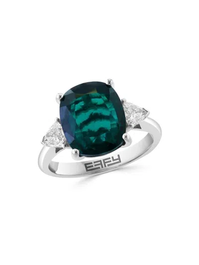 Effy Women's 14k White Gold, Lab Grown Emerald & Lab Grown Diamond Ring