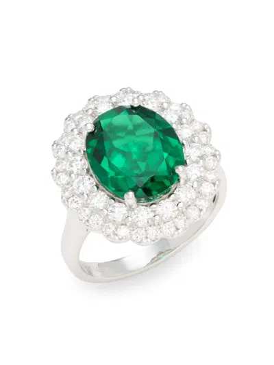 Effy Women's 14k White Gold, Lab Grown Emerald & Lab Grown Diamond Ring