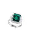 Effy Women's 14k White Gold, Lab Grown Emeralds & Lab Grown Diamond Cocktail Ring In White Gold