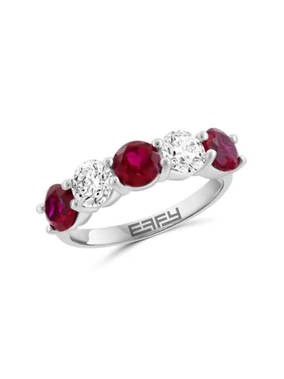 Effy Women's 14k White Gold, Lab Grown Ruby & Lab Grown Diamond Ring