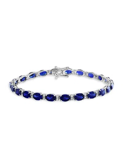 Effy Women's 14k White Gold, Lab-grown Sapphire & 0.51 Tcw Lab-grown Diamond Tennis Bracelet In Blue