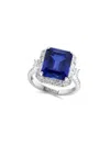 Effy Women's 14k White Gold, Lab Grown Sapphire & Lab Grown Diamond Cocktail Ring In Sapphire