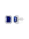Effy Women's 14k White Gold, Lab Grown Sapphire & Lab Grown Diamond Halo Stud Earrings In Sapphire