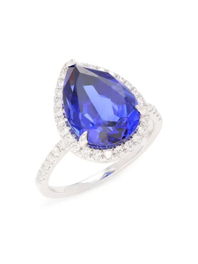 Effy Women's 14k White Gold, Lab Grown Sapphire & Lab Grown Diamond Ring