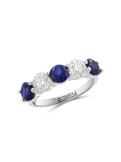 Effy Women's 14k White Gold, Lab Grown Sapphire & Lab Grown Diamond Ring