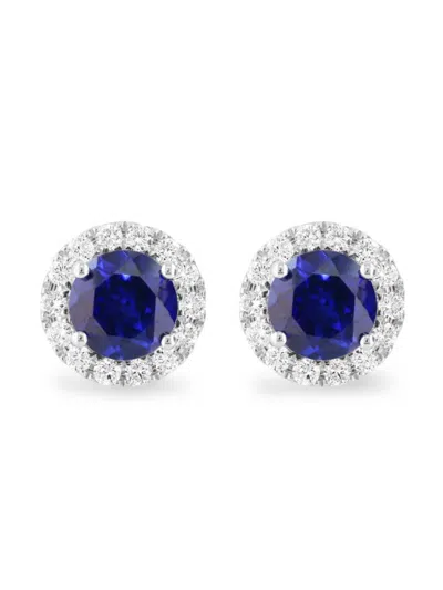 Effy Women's 14k White Gold, Lab Grown Sapphire & Lab Grown Diamond Stud Earrings