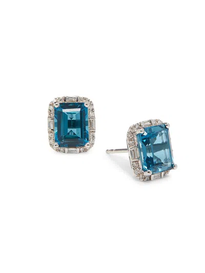 Effy Women's 14k White Gold, London Blue Topaz & Diamond Stud Earrings