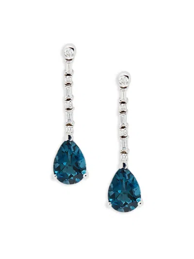 Effy Women's 14k White Gold, London Blue Topaz & Diamond Drop Earrings