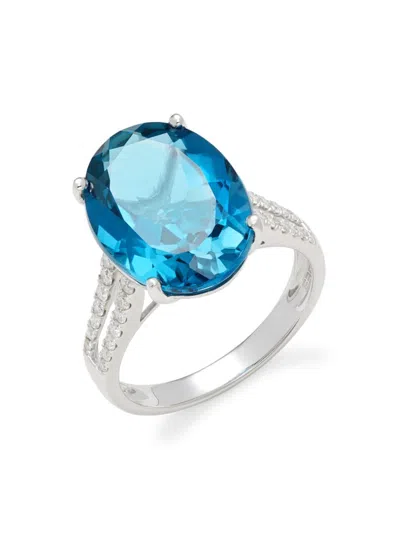 Effy Women's 14k White Gold, London Blue Topaz & Diamond Ring