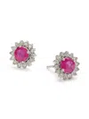 Effy Women's 14k White Gold, Natural Ruby & Diamond Stud Earrings In Ruby