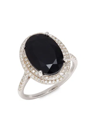 Effy Women's 14k White Gold, Onyx & Diamond Ring