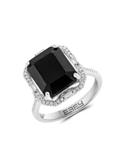 Effy Women's 14k White Gold, Onyx & Diamond Ring
