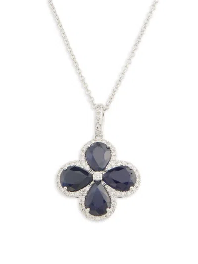 Effy Women's 14k White Gold, Sapphire & 0.2 Tcw Diamond Pendant Necklace In Multi