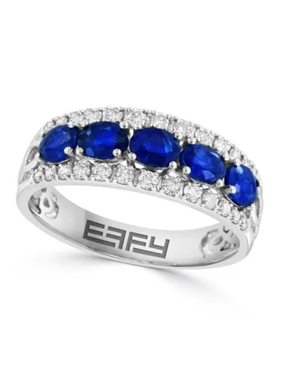 Effy Women's 14k White Gold, Sapphire & 0.3 Tcw Diamond Ring In Metallic