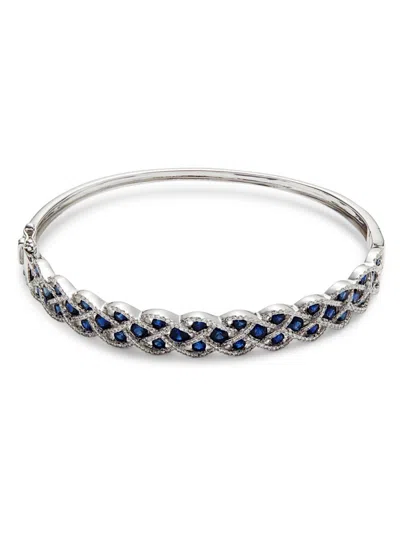 Effy Women's 14k White Gold, Sapphire & Diamond Cuff Bracelet