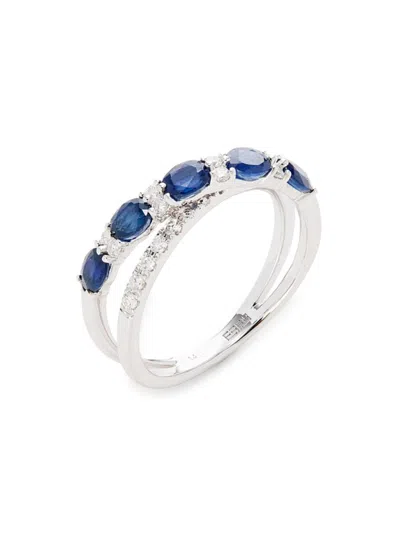 Effy Women's 14k White Gold, Sapphire & Diamond Ring In Metallic