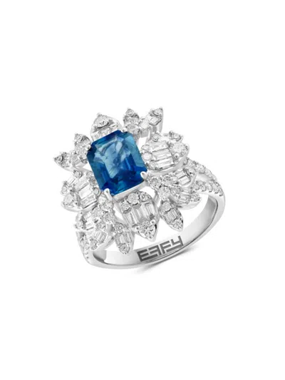 Effy Women's 14k White Gold, Sapphire & Diamond Ring In Metallic