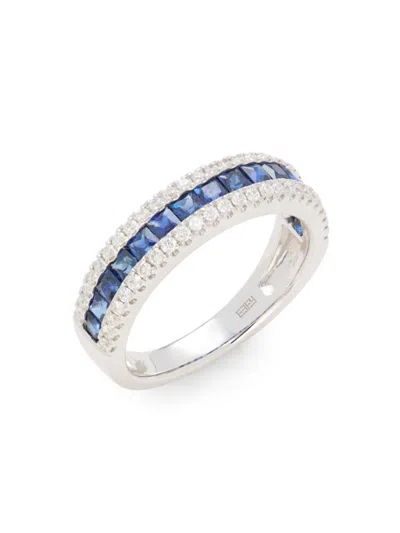 Effy Women's 14k White Gold, Sapphire & Diamond Ring