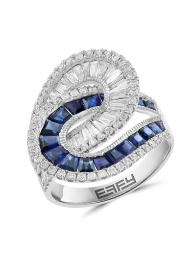 Effy Women's 14k White Gold, Sapphire & Diamond Ring