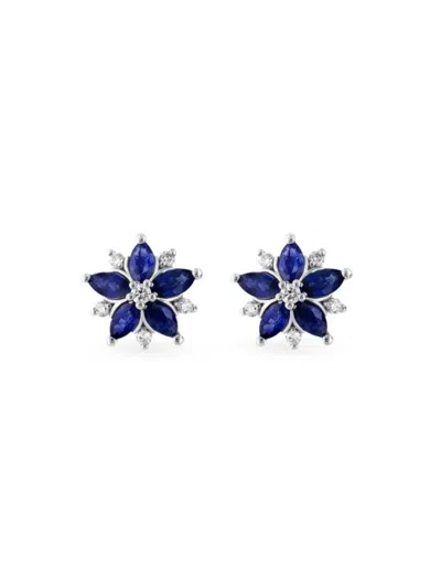 Effy Women's 14k White Gold, Sapphire & Diamond Stud Earrings