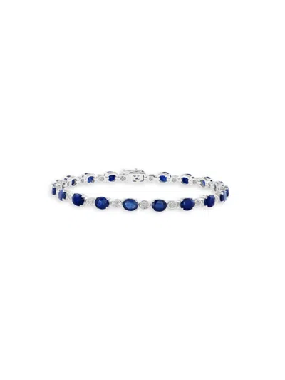 Effy Women's 14k White Gold, Sapphire & Diamond Studded Bracelet In Metallic