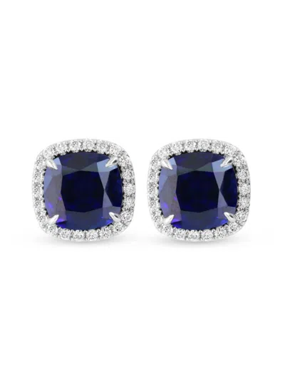 Effy Women's 14k White Gold, Sapphire & Lab Grown Diamond Stud Earrings